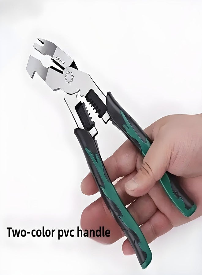 XBEY Heavy-Duty Multi-Purpose Ammonium Steel Pliers with Non-Slip Jaws & Handle - Corrosion-Resistant, Sturdy Construction for Cutting, Shearing, Stripping, Tightening (Heavy Duty Green Plier) - Image 3